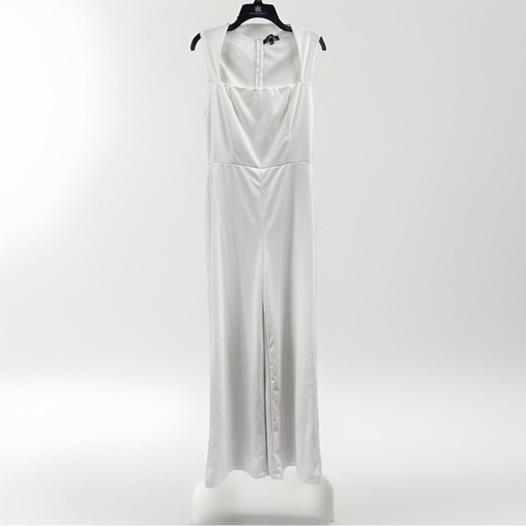 LULUS Jumpsuit Womens XL White Square Neck Lined Stretch Wide Leg - Picture 1 of 12